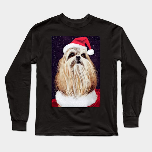 Shih tzu Santa Long Sleeve T-Shirt by The Bark Side